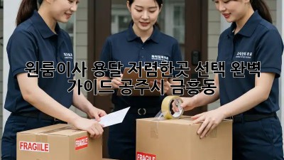 원룸이사 용달 저렴한곳 선택 완벽 가이드! (공주시 금흥동) ✨